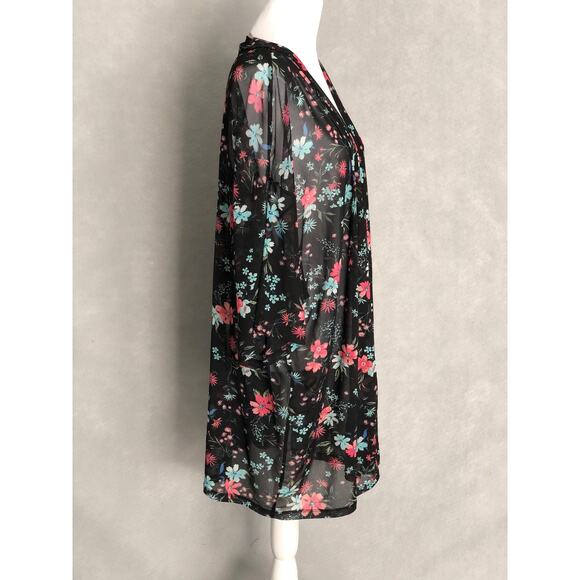 Lane Bryant Women's Size 26/28 Black Floral Kimono - Picture 4 of 8